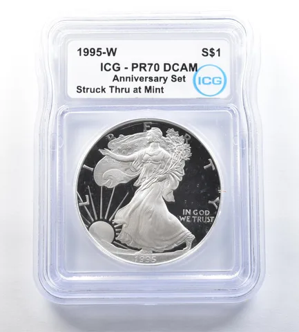 1995-W Silver Eagle Anniversary Set Mint Error Struck Thru PR70 ICG *0225