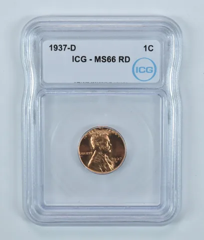 1937-D Lincoln Wheat Cent MS66 RD ICG