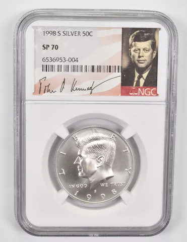 1998-S Kennedy Half Dollar Silver SP70 NGC Signature Lbl