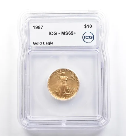 1987 $10 American Gold Eagle 1/4 Oz MS69+ ICG *6449