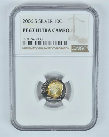 PF67 UCAM 2006-S Roosevelt Silver Dime - Graded NGC TONED! a8844