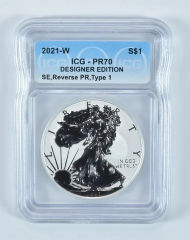 2021-W American Silver Eagle Type 1 Designer Edition Reverse PR70 ICG