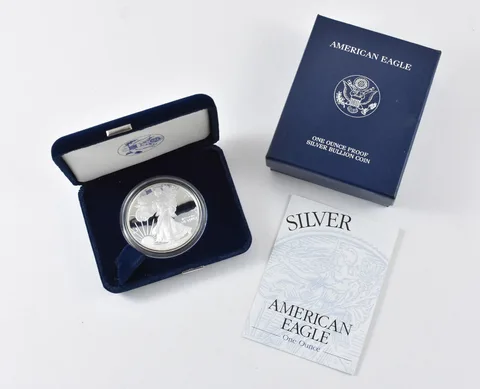 2002-W American Silver Eagle PROOF 1 Oz Silver - Coin & Box & COA