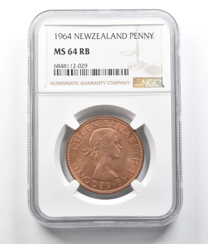 1964 New Zealand Penny MS64 RB NGC *7036