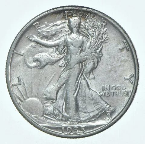 BU 1935-S Walking Liberty Half Dollar Uncirculated 90% Silver