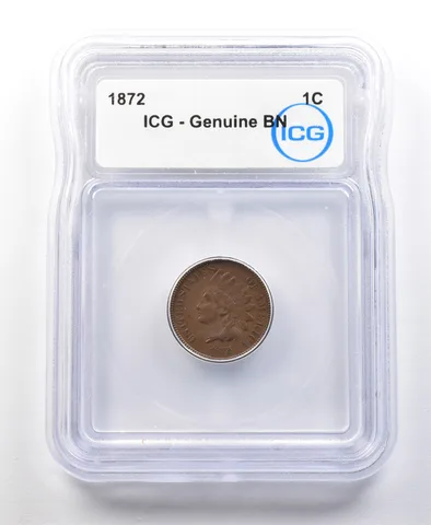 1872 Indian Head Cent Genuine BN ICG *0071