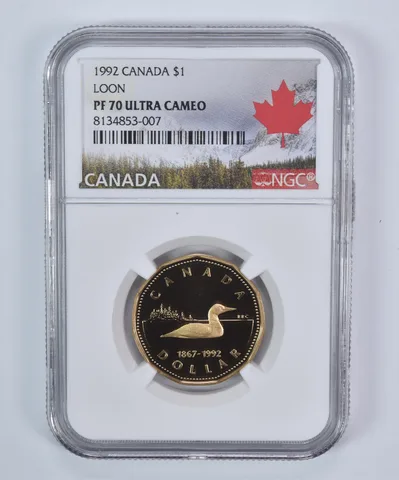 1992 Canada 1 Dollar Loon PF70 UCAM NGC Canada Label