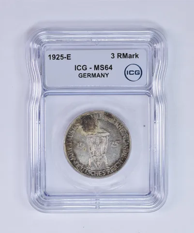 1925 E Germany 3 Reichsmarks MS64 ICG Beautiful Tone *7975