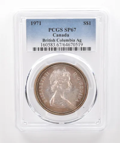 1971 Canada 1 Dollar Silver British Columbia SP67 PCGS Beautiful Tone *1936