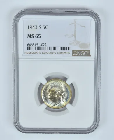 MS65 1943-S Jefferson Nickel NGC RAINBOW TONED *5716