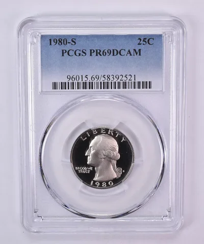1980-S Washington Quarter PR69 DCAM PCGS Blue Label