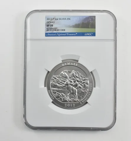 2012-P 5 Oz Silver Quarter America The Beautiful Denali SP70 NGC a1555