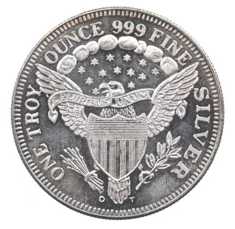 VINTAGE Art Bar/Round Draped Bust Lady Liberty 1 Oz. .999 Silver 1 T Oz *189