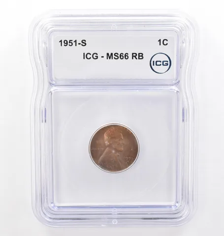 1951-S Lincoln Wheat Cent MS66 RB ICG Beautiful Tone a7728
