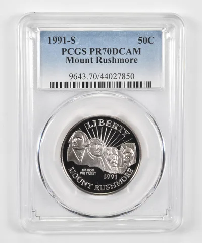 1991-S Mount Rushmore Commemorative Half Dollar PR70 DCAM PCGS Blue Label