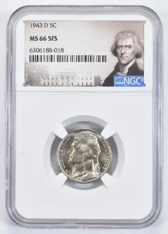 1943-D Jefferson Nickel MS66 5FS NGC Special Label WTN War Silver