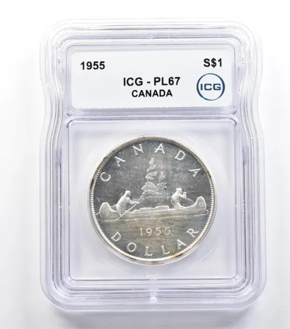 1955 Canada 1 Dollar Silver PL67 ICG *9335