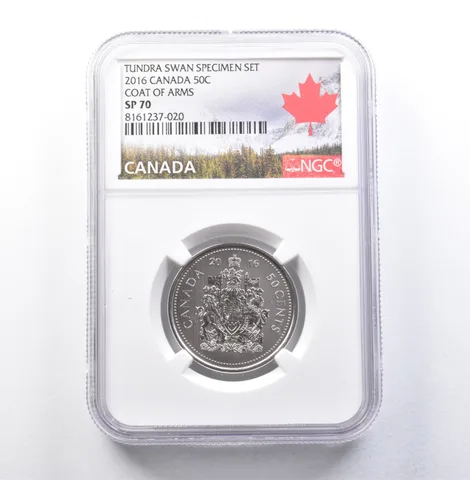 2016 Canada 50 Cents Tundra Swan Specimen Set Coat Of Arms SP70 NGC *5929