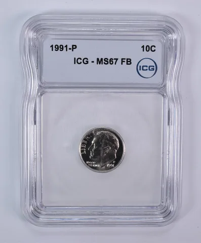 1991-P Roosevelt Dime MS67 FB ICG