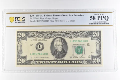 1981 A $20 San Francisco CA FRN Fr#2074-L Choice AU 58 PPQ PCGS *6885