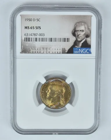 MS65 5FS 1950-D Jefferson Nickel - Graded NGC INSANE Toned! a8984