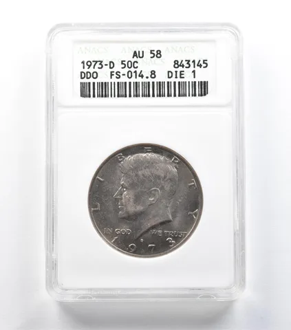 1973-D Kennedy Half Dollar DDO FS-014.8 Die 1 AU58 ANACS *1474
