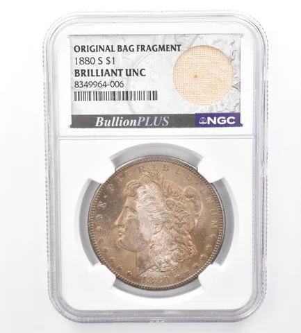 1880-S Morgan Silver Dollar Original Bag Fragment BU NGC Beautiful Tone *1557