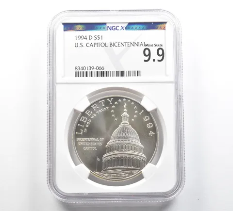 1994-D Capitol Commemorative Silver Dollar Mint State 9.9 NGC X NGCX