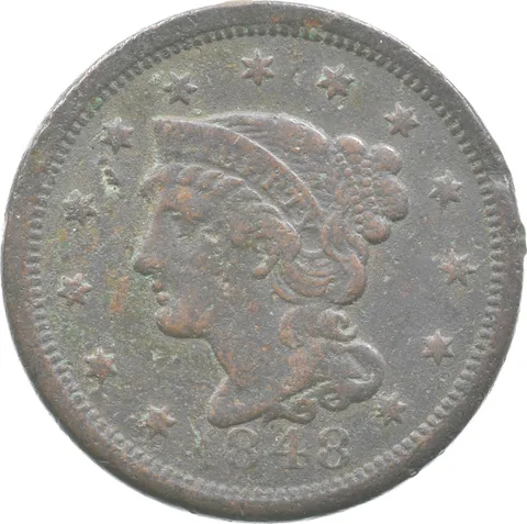 1848 Braided Hair Large Cent *7610