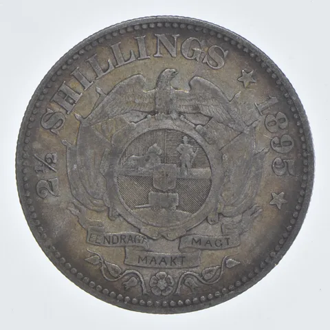 SILVER - WORLD Coin - 1895 South Africa 2 1/2 Shillings - World Silver Coin *768