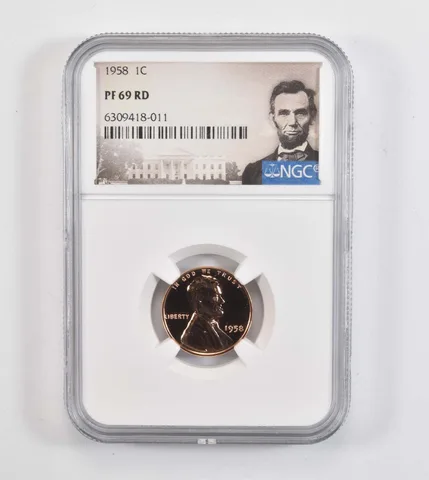 PF69 RD 1958 Lincoln Wheat Cent - Graded NGC *7684