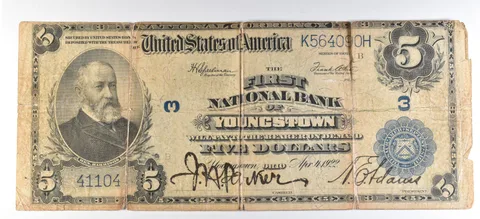 1902 $5 National Currency Note Youngstown OH Ch#3 Large Note a5629