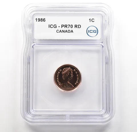 1986 Canada 1 Cent PR70 RD ICG a6209