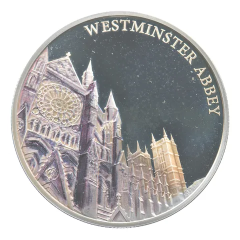 2017 Great Britain 5 Pounds Silver Westminster Abbey Colorized *4228