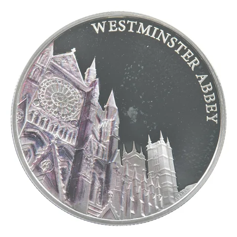 2017 Great Britain 5 Pounds Silver Westminster Abbey Colorized *4229