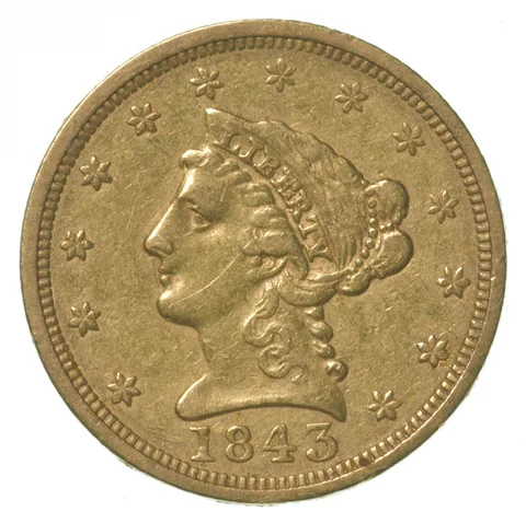 1843 $2.50 Liberty Head Gold Quarter Eagle Better *6335