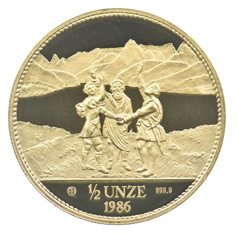 1986 Switzerland 1/2 Oz Gold Round *1971