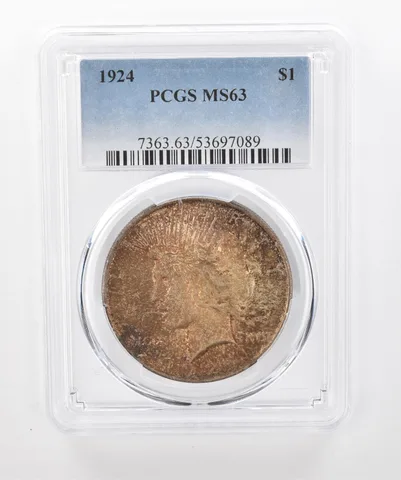 1924 Peace Silver Dollar MS63 PCGS Beautiful Tone *1460