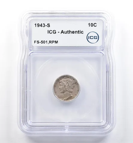 1943-S Mercury Dime FS-501 RPM Authentic ICG *5995