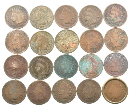 Lot 20 1800's 1890-1899 Indian Head Penny Cents US Coin Collection 2/5 Roll *484