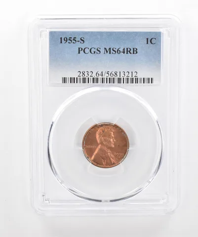 1955-S Lincoln Wheat Cent MS64 RB PCGS Beautiful Tone *2980