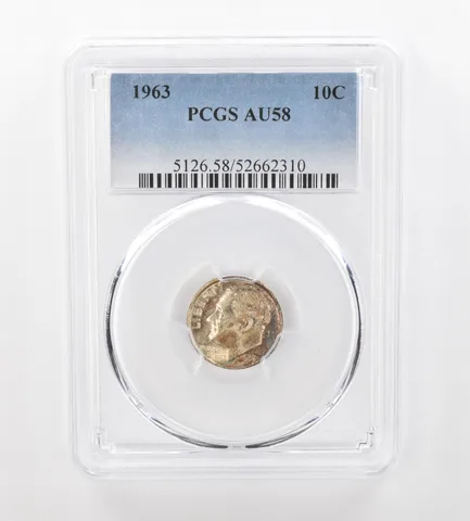 1963 Roosevelt Dime AU58 PCGS Beautiful Tone *1018