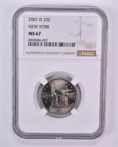 2001-D Washington State Quarter New York MS67 NGC Brown Label