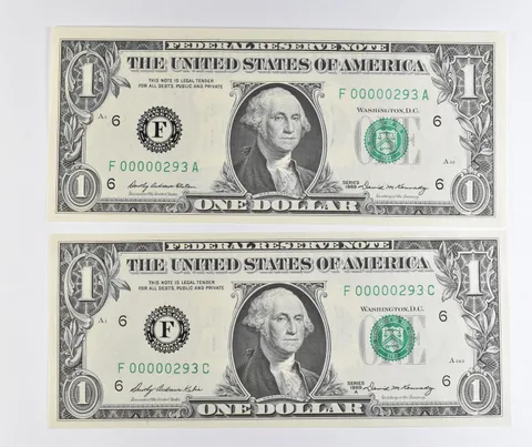 Lot (2) Matching Serial Numbers 1969/1969 $1 Atlanta GA FRN Low *1724