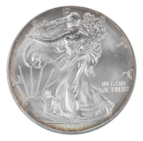 Beautiful Toned - 1998 American Silver Eagle 1 Troy Oz .999 Fine Silver *137