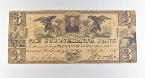 1837 $3 Port-Deposit MD The Susquehanna Bank Obsolete Note *3810