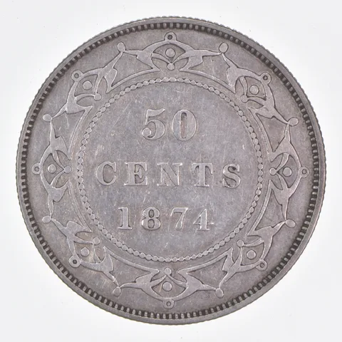Better Date - 1874 Newfoundland 50 Cents World Coin- Silver *494