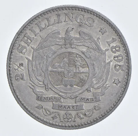 SILVER - WORLD Coin - 1895 South Africa 2 1/2 Shillings - World Silver Coin *855