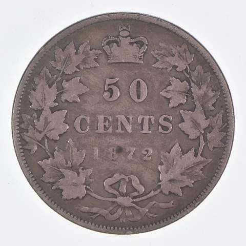 Better Date - 1872 Canada 50 Cents World Coin- Silver *478