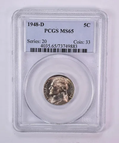 1948-D Jefferson Nickel MS65 PCGS Blue Label